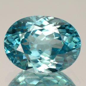 3.29 ct Blue Zircon Gemstone, Zircon Gem in Oval Facet Shape for Sale.