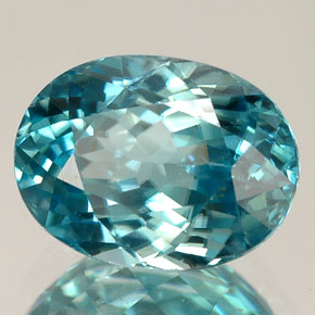 3.29 ct Blue Zircon Stone, Natural Zircon in Oval Facet Shape for Sale