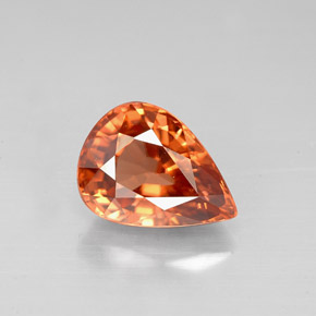 3.12 ct Orange Zircon Gemstone, Zircon Gem in Pear Facet Shape for Sale.