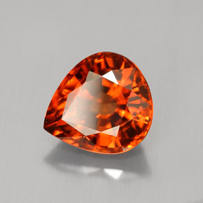 3.65 ct Orange Zircon Stone, Natural Zircon in Pear Facet Shape for Sale
