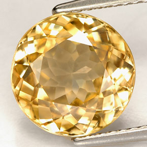 6.09 ct Yellow Zircon Gemstone, Zircon Gem in Round Facet Shape for Sale.