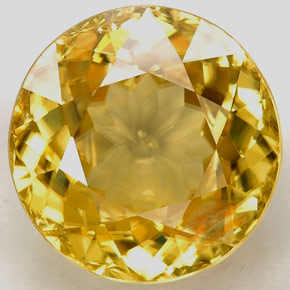 6.51 ct Yellow Zircon Gemstone, Zircon Gem in Round Facet Shape for Sale.