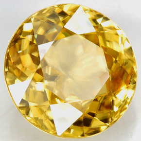 6.51 ct Yellow Zircon Stone, Natural Zircon in Round Facet Shape for Sale