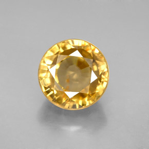 6.29 ct Yellow Zircon Gemstone, Zircon Gem in Round Facet Shape for Sale.