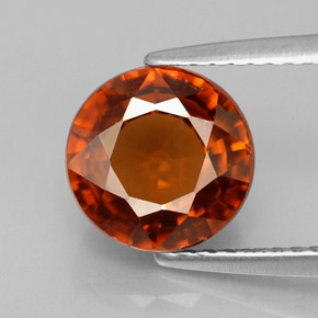 4.18 ct Orange Zircon Gemstone, Zircon Gem in Round Facet Shape for Sale.