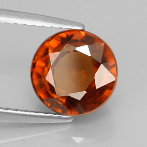 4.18 ct Orange Zircon Stone, Natural Zircon in Round Facet Shape for Sale