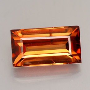 4.12 ct Orange Zircon Gemstone, Zircon Gem in Baguette Facet Shape for Sale.