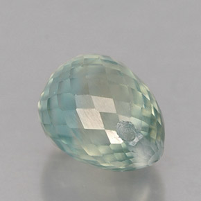 1.82 ct Green Zircon Gemstone, Zircon Gem in Briolette with Hole Shape for Sale.