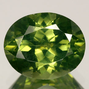 3.64 ct Green Zircon Gemstone, Zircon Gem in Oval Facet Shape for Sale.