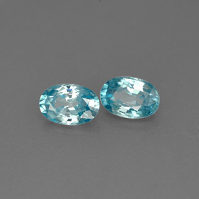 1.48 ct Blue Zircon Stone, Natural Zircon in Oval Facet Shape for Sale