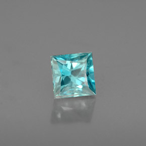 0.65 ct Blue Zircon Stone, Natural Zircon in Princess-Cut Shape for Sale