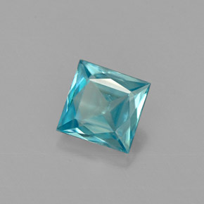 1.36 ct Blue Zircon Stone, Natural Zircon in Princess-Cut Shape for Sale