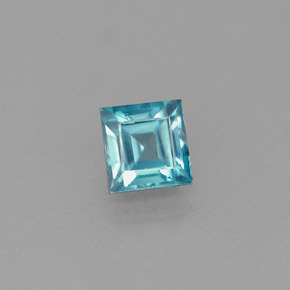 1.26 ct Blue Zircon Gemstone, Zircon Gem in Square Facet Shape for Sale.