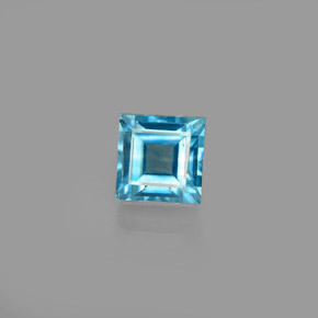 1.02 ct Blue Zircon Gemstone, Zircon Gem in Square Facet Shape for Sale.