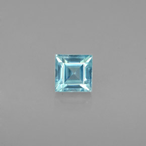 0.84 ct Blue Zircon Gemstone, Zircon Gem in Square Facet Shape for Sale.