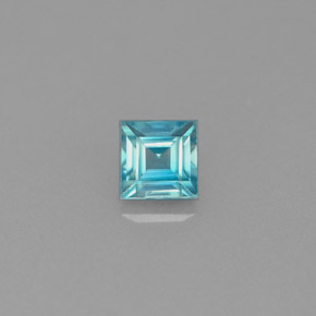 0.73 ct Blue Zircon Gemstone, Zircon Gem in Square Facet Shape for Sale.