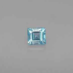 0.70 ct Blue Zircon Gemstone, Zircon Gem in Square Facet Shape for Sale.
