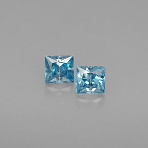 0.62 ct Blue Zircon Gemstone, Zircon Gem in Princess-Cut Shape for Sale.