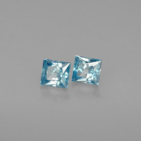 0.62 ct Blue Zircon Stone, Natural Zircon in Princess-Cut Shape for Sale
