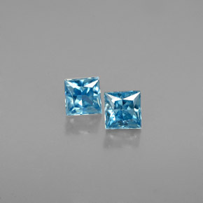 0.74 ct Blue Zircon Gemstone, Zircon Gem in Princess-Cut Shape for Sale.