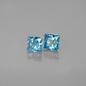 0.74 ct Blue Zircon Stone, Natural Zircon in Princess-Cut Shape for Sale