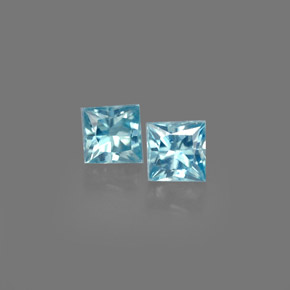 0.73 ct Blue Zircon Gemstone, Zircon Gem in Princess-Cut Shape for Sale.