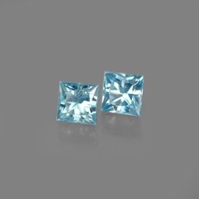 0.73 ct Blue Zircon Stone, Natural Zircon in Princess-Cut Shape for Sale