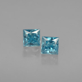 0.83 ct Blue Zircon Gemstone, Zircon Gem in Princess-Cut Shape for Sale.