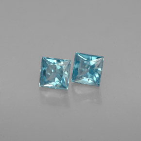 0.83 ct Blue Zircon Stone, Natural Zircon in Princess-Cut Shape for Sale