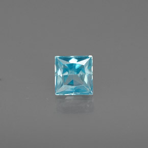 0.38 ct Blue Zircon Gemstone, Zircon Gem in Princess-Cut Shape for Sale.