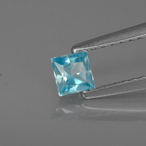 0.38 ct Blue Zircon Stone, Natural Zircon in Princess-Cut Shape for Sale