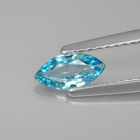 0.53 ct Blue Zircon Gemstone, Zircon Gem in Marquise Facet Shape for Sale.