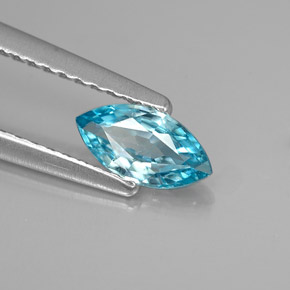 0.53 ct Blue Zircon Stone, Natural Zircon in Marquise Facet Shape for Sale