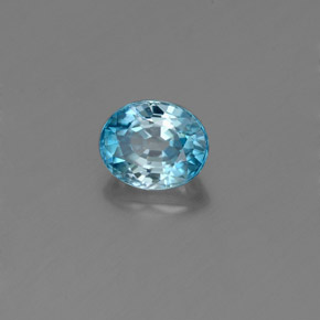 1.06 ct Blue Zircon Stone, Natural Zircon in Oval Facet Shape for Sale