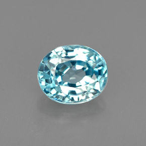 0.98 ct Blue Zircon Gemstone, Zircon Gem in Oval Facet Shape for Sale.