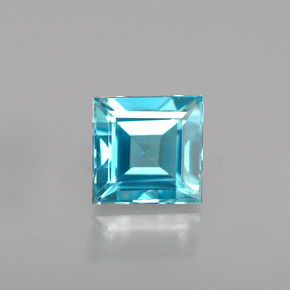 1.00 ct Blue Zircon Gemstone, Zircon Gem in Square Facet Shape for Sale.
