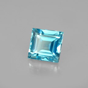 1.00 ct Blue Zircon Stone, Natural Zircon in Square Facet Shape for Sale