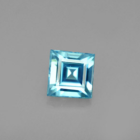 0.79 ct Blue Zircon Gemstone, Zircon Gem in Square Facet Shape for Sale.