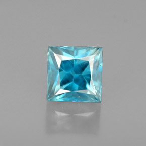 0.72 ct Blue Zircon Gemstone, Zircon Gem in Princess-Cut Shape for Sale.