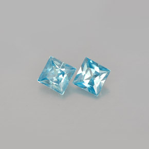 0.89 ct Blue Zircon Stone, Natural Zircon in Princess-Cut Shape for Sale