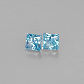0.81 ct Blue Zircon Stone, Natural Zircon in Princess-Cut Shape for Sale