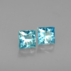 0.71 ct Blue Zircon Stone, Natural Zircon in Princess-Cut Shape for Sale