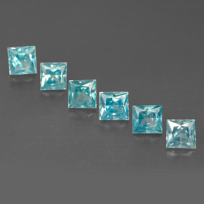 1.71 ct Blue Zircon Gemstone, Zircon Gem in Princess-Cut Shape for Sale.
