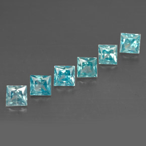 1.71 ct Blue Zircon Stone, Natural Zircon in Princess-Cut Shape for Sale