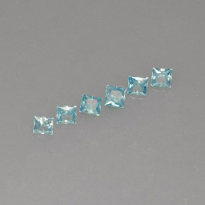 1.57 ct Blue Zircon Stone, Natural Zircon in Princess-Cut Shape for Sale