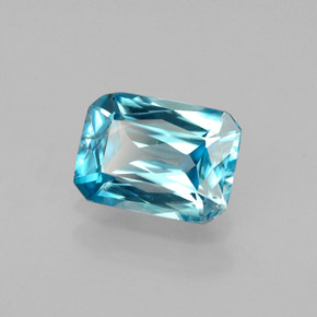 1.26 ct Blue Zircon Stone, Natural Zircon in Octagon / Scissor Cut Shape for Sale