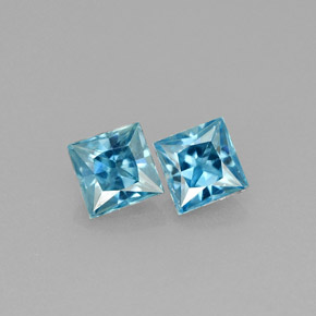 0.97 ct Blue Zircon Gemstone, Zircon Gem in Princess-Cut Shape for Sale.