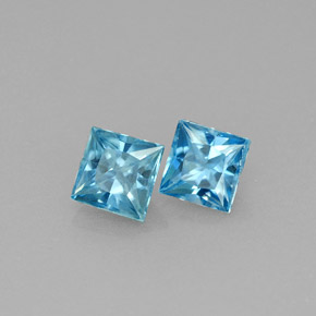0.97 ct Blue Zircon Stone, Natural Zircon in Princess-Cut Shape for Sale