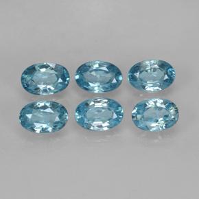 4.36 ctw Blue Zircon Stones, Natural Zircon in Oval Facet Shape for Sale