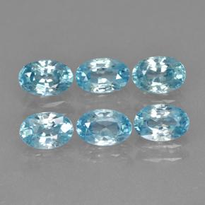 4.26 ctw Blue Zircon Stones, Natural Zircon in Oval Facet Shape for Sale